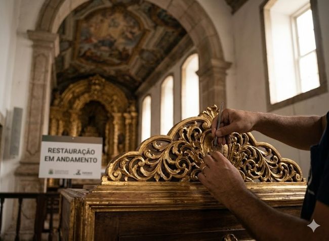Foto de detalhe de igreja barroca