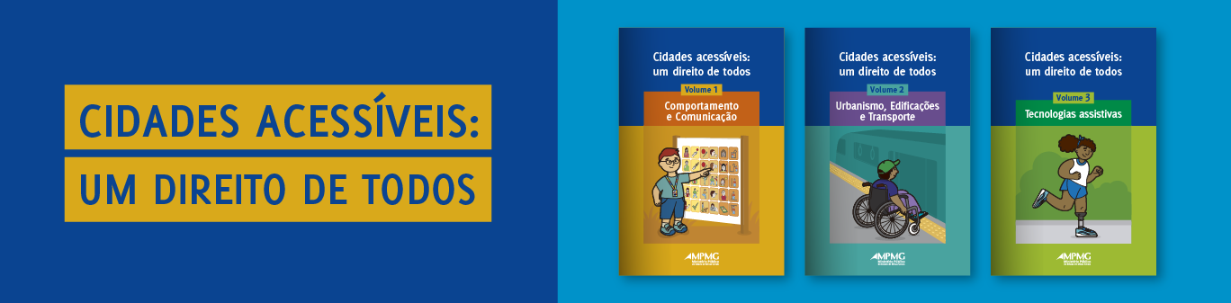 Cidades acessíveis: um direito de todos - ilustrações com capas de três cartilhas